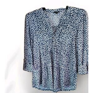 Ava Grace Blouse Women's Medium-sized Blue with white polka-dot